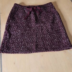Ann Taylor LOFT Wine Tweed Boucle Pocket Jogger Drawstring Skirt -X SMALL
